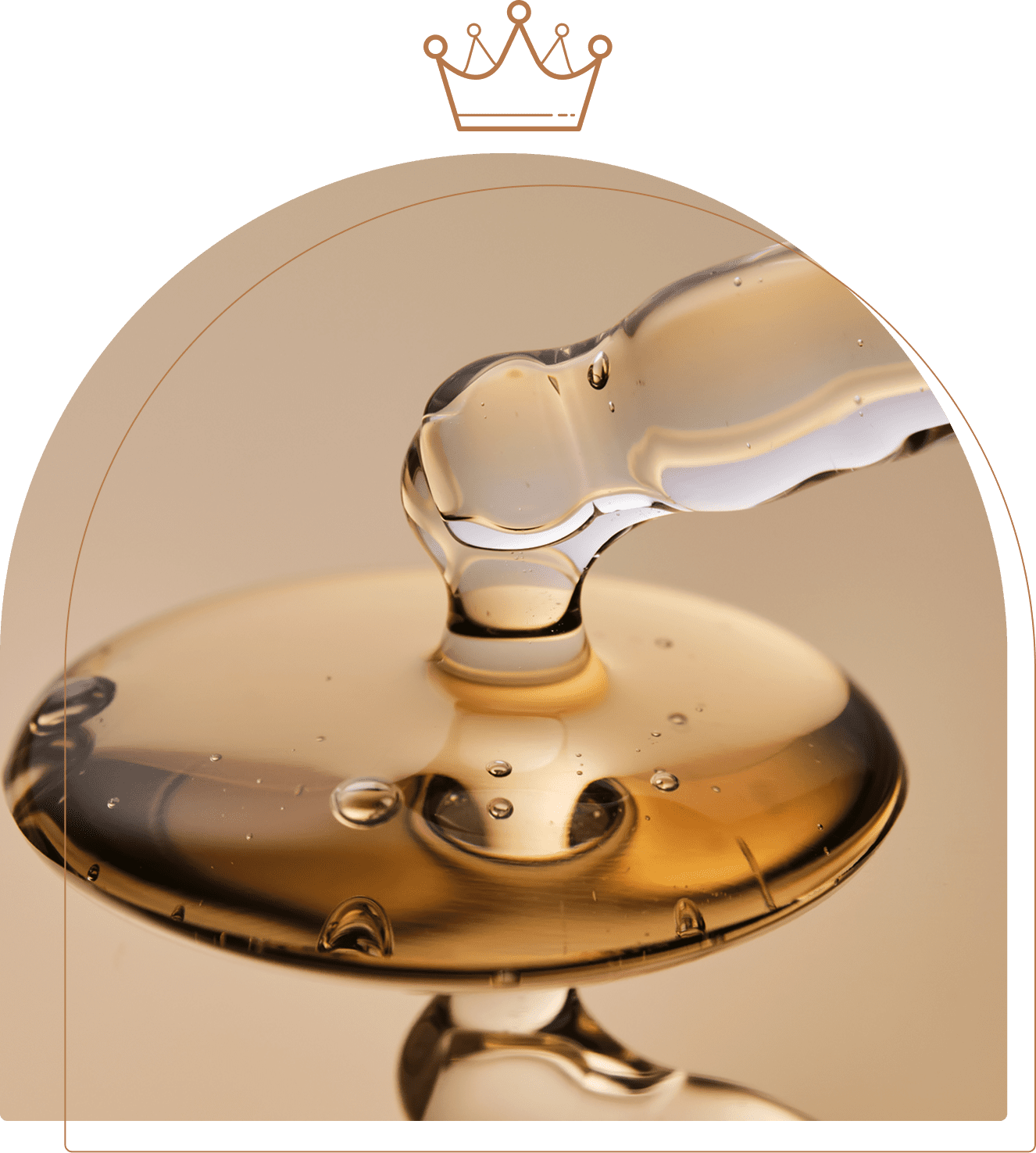 Serum dropper with golden liquid on spoon.